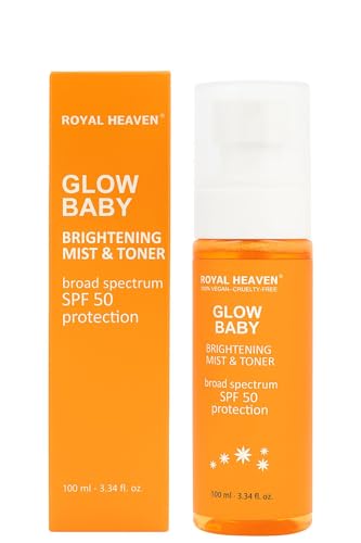 ROYAL HEAVEN Glow Baby Brightening Mist & Toner with SPF 50 Protection, Broad Spectrum, 100ml