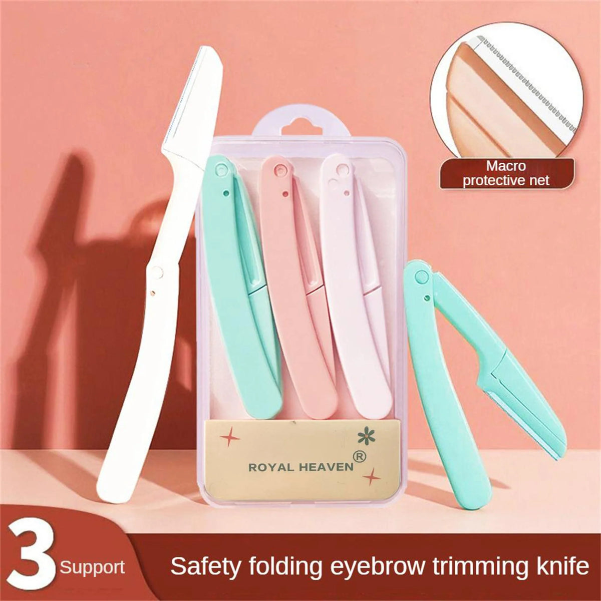 Foldable Razor Blade Safe Folding Ladies Face Shaver Eyebrow Trimmer Blade