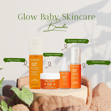 Glow Baby Skincare Set of 4 | Face Cream + Vitamin C+E Moisturiser + Booster Serum (Glycolic Acid + Vit C+E) + Brightening Mist & Toner SPF 50 | 100% Vegan | Brightening • Hydrating • Glowing Skin