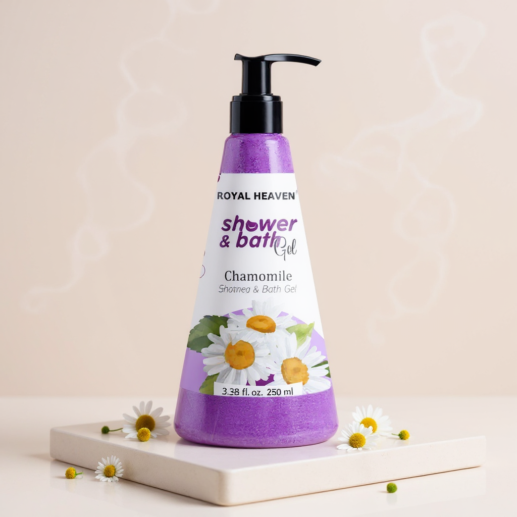 Royal Heaven Chamomile Shower Gel – With Pro-Vitamin B5, Vitamin E, Aloe Vera, Lavender & Chamomile Extract Oil – 250ml
